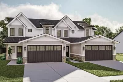 Modern Craftsman-Style Duplex House Plan with 3 Bed Units Under 1850 Square Feet