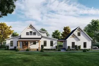 3 Bed Modern Farmhouse House Plan Under 2700 Sq Ft with Vaulted Family Room