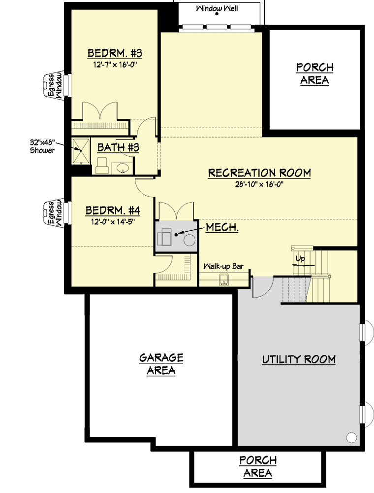 Plan 250105LRY: Victorian-Inspired Cottage Under 3500 Square Feet with Finished Lower Level - Floor Plan - Lower Level - Cottage, Country, Victorian