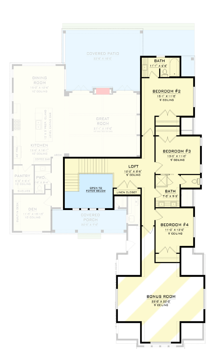 Plan 770513JME: 3235 Square Foot Modern Farmhouse House Plan with Lower Level Expansion - Floor Plan - 2nd Floor - Country, Modern Farmhouse, New American
