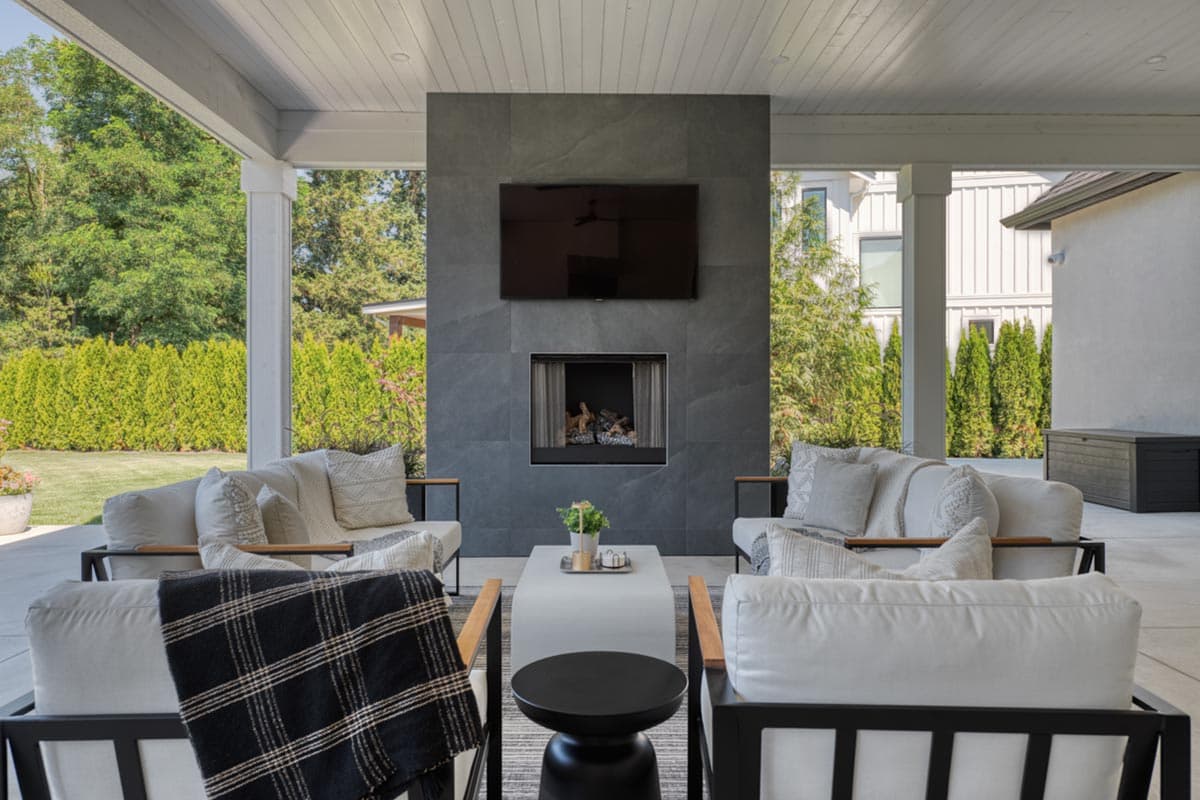 Plan 770514JME: Contemporary French Country Plan with Two-Story Great Room and Outdoor Fireplace - Image #34 - Contemporary, European, French Country, Transitional