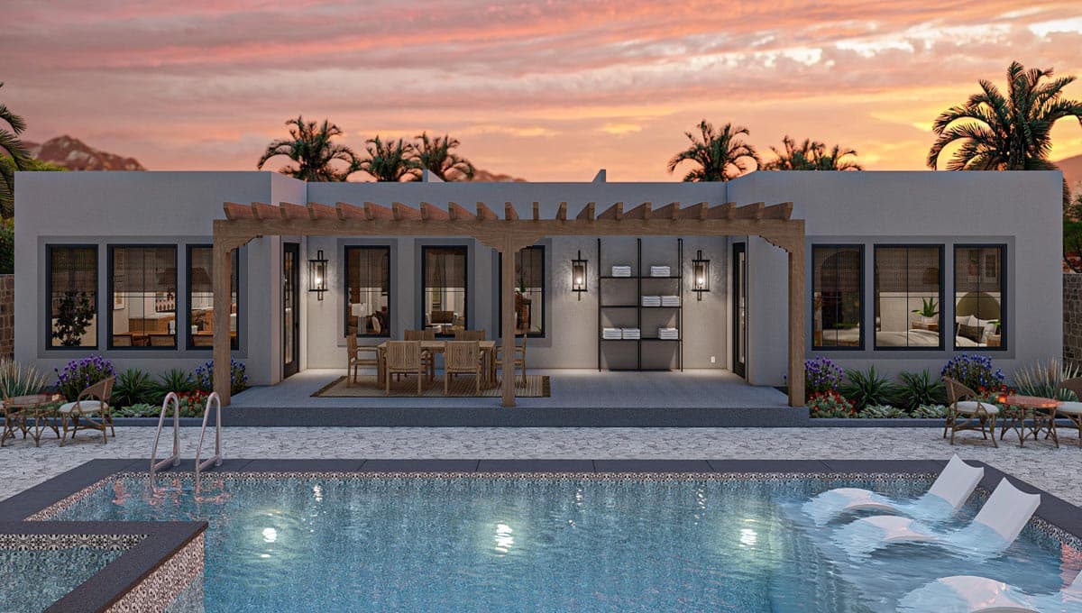 Plan 623281DJ: 4 Bed Southwest House Plan Under 3000 Sq Ft - Image #22 - Adobe , Southwest, Spanish
