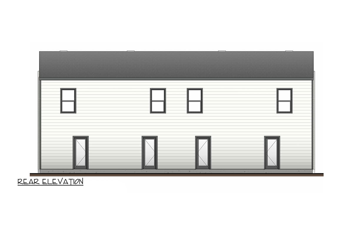 Plan 100314GHR: Multifamily Fourplex Plan with 2-Bedroom End Units and 1-Bedroom Middle Units - Image #5 - European, Southwest, Spanish, Transitional