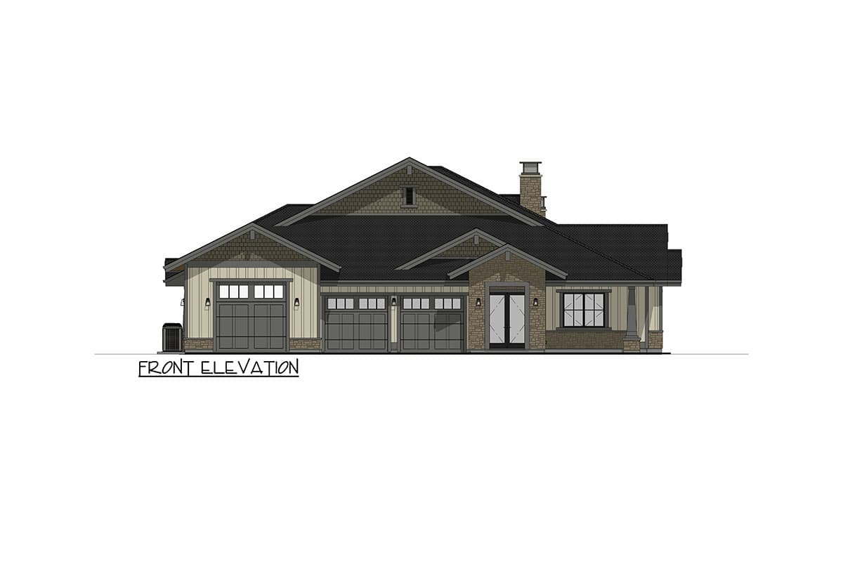 Plan 64542SC: One-Story Craftsman House Plan with Home Office and Fitness Room - 3651 Sq Ft - Image #11 - Craftsman, Mountain, Northwest, Ranch, Rustic