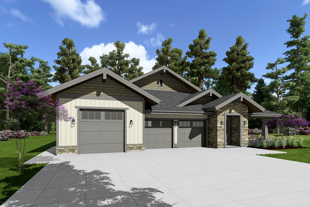 Plan 64542SC: One-Story Craftsman House Plan with Home Office and Fitness Room - 3651 Sq Ft - Image #8 - Craftsman, Mountain, Northwest, Ranch, Rustic