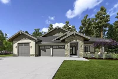 One-Story Craftsman House Plan with Home Office and Fitness Room - 3651 Sq Ft