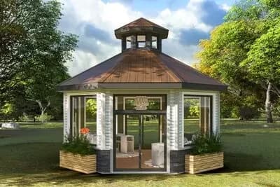 332 Square Foot Octagonal Home Office Plan