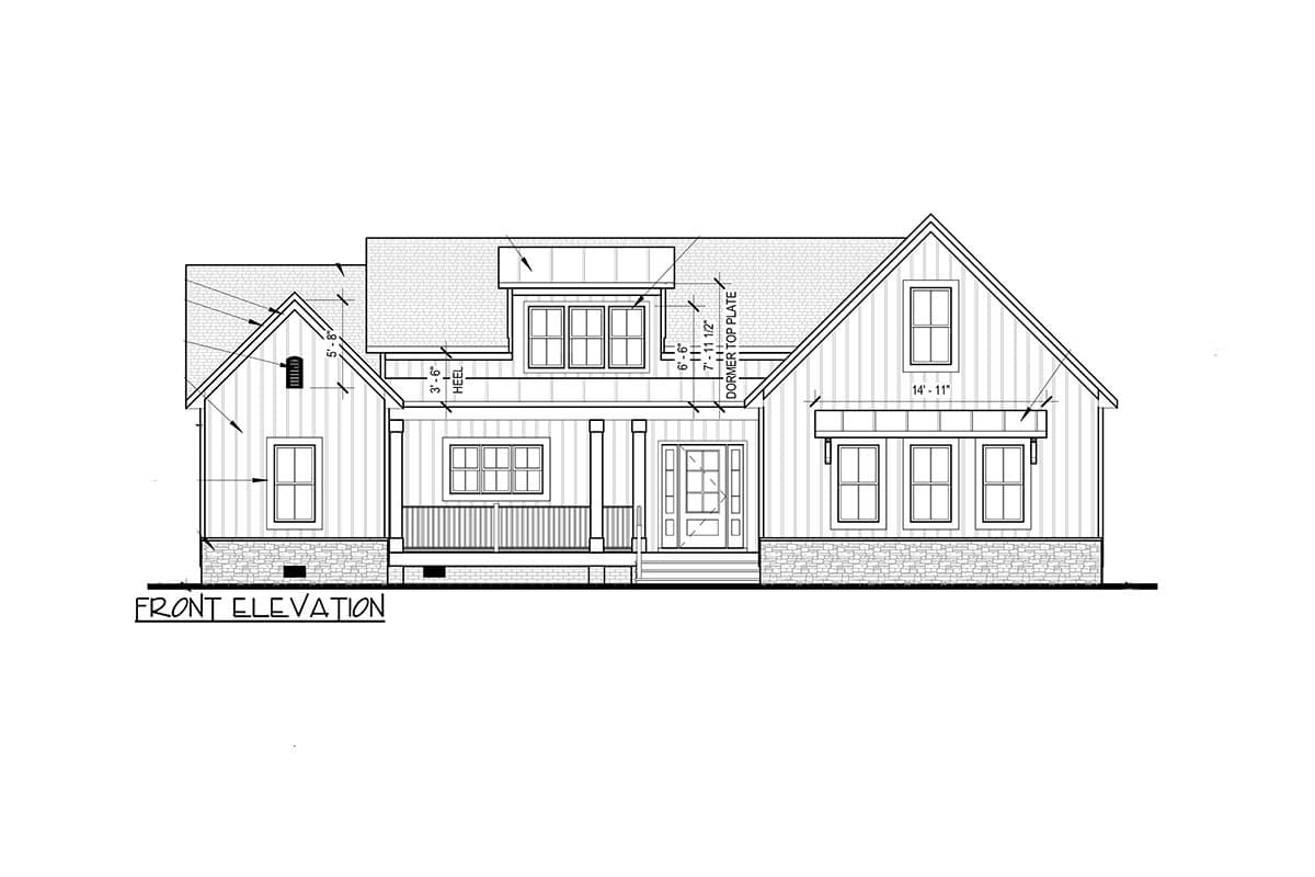 Plan 83651CRW: 3-Bed Modern Farmhouse with Two-Story Great Room and Bonus Room - 1664 Sq Ft - Image #12 - Country, Craftsman, Modern Farmhouse, New American, Ranch