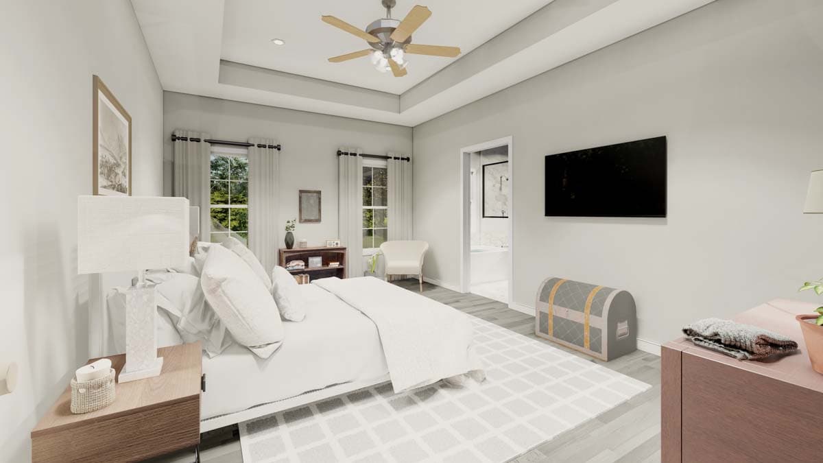 Plan 83651CRW: 3-Bed Modern Farmhouse with Two-Story Great Room and Bonus Room - 1664 Sq Ft - Image #7 - Country, Craftsman, Modern Farmhouse, New American, Ranch