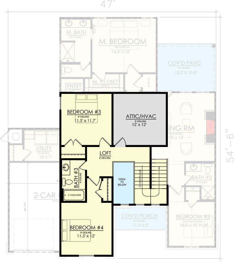 Plan 421535CHD: 2-Story Modern Farmhouse Under 1850 Square Feet with 4 Beds - Floor Plan - 2nd Floor - Country, Modern Farmhouse, New American