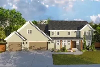 Traditional 5 Bed Home Plan with RV Garage and Possible Lower Level ADU Apartment 
