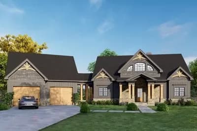 3-Bed Modern Craftsman House Plan with Outdoor Living Room - 2400 Sq Ft