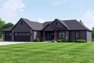 2718 Square Foot Split Bedroom Craftsman-Style House Plan with 3-Car Garage