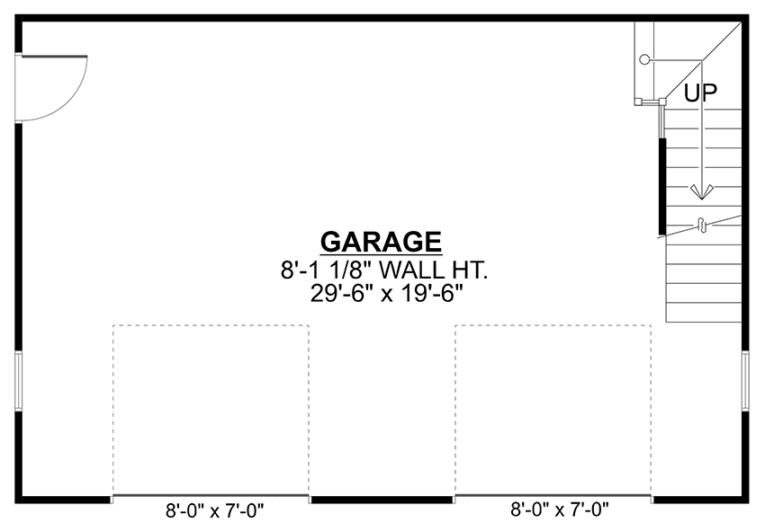Plan 135240GRA: 2-Car 600 Sq Ft Detached Garage Plan with Flexible Loft Above - Floor Plan - Main Level - Craftsman, Traditional