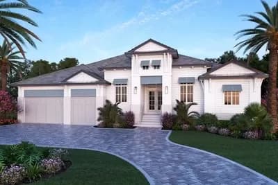 Coastal Contemporary House Plan with 4 Beds and 5 Baths Including the Pool Bath