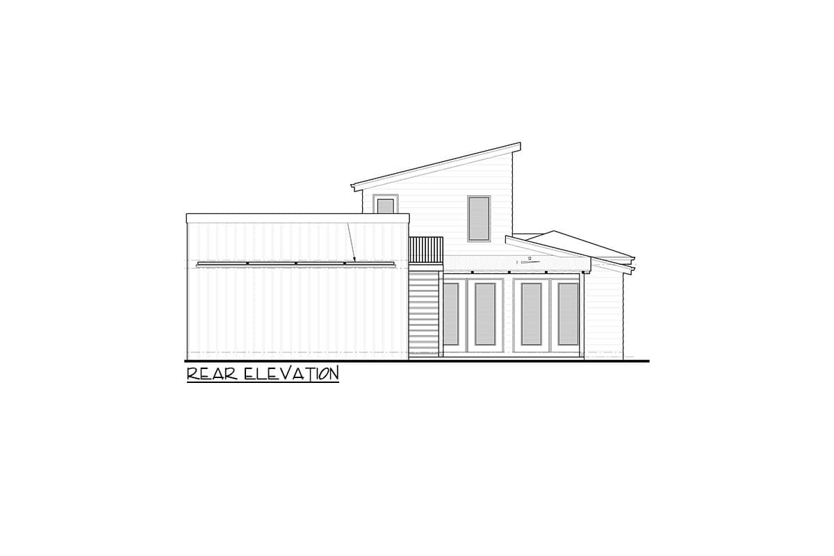 Plan 95220RW: Narrow Lot Contemporary House Plan with Rooftop Deck and Lower Level Expansion - Image #4 - Contemporary, Mid Century Modern, Modern
