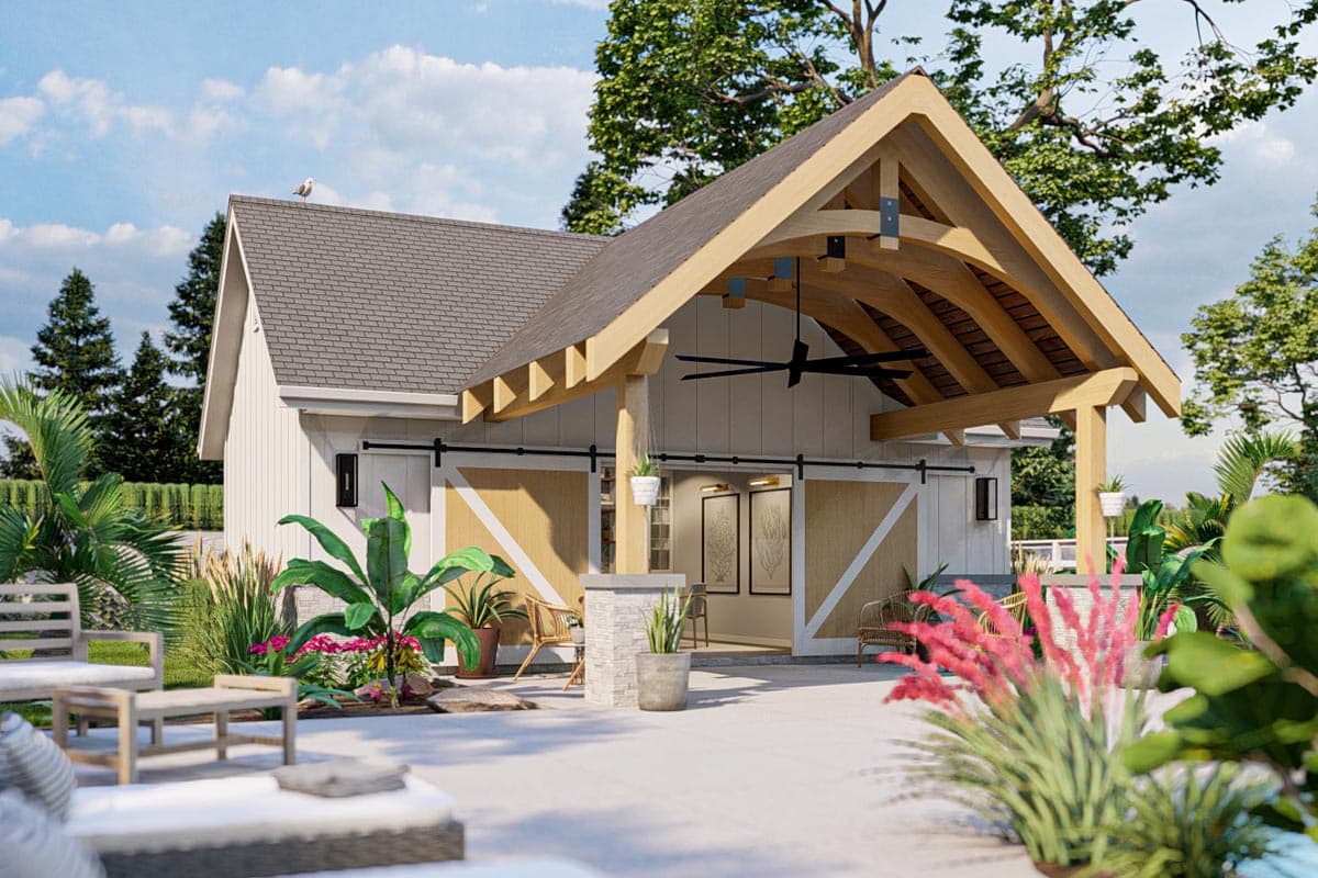 Plan 623283DJ: 362 Sq Ft Pool House with Covered Patio Outside and a Wet Bar - and More - Inside - Image #9 - Craftsman, New American