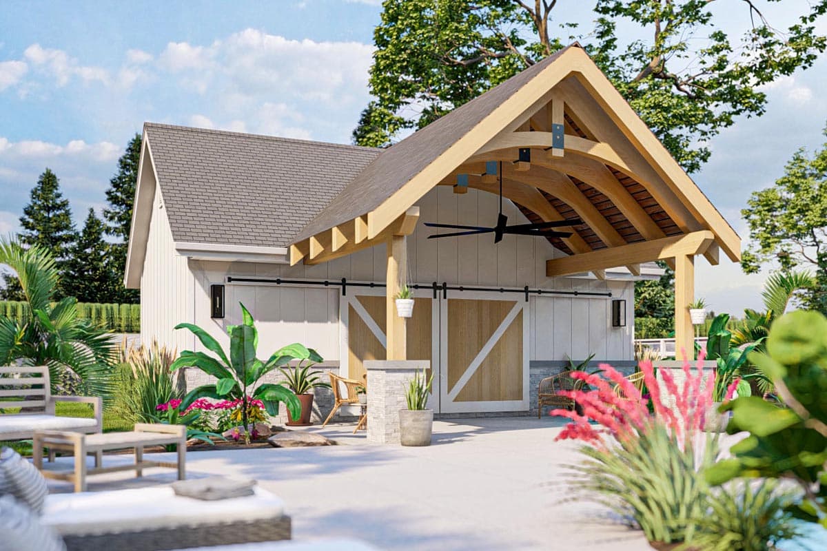 Plan 623283DJ: 362 Sq Ft Pool House with Covered Patio Outside and a Wet Bar - and More - Inside - Image #10 - Craftsman, New American