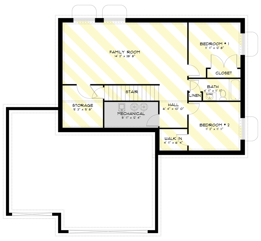 Plan 61238UT: 2641 Square Foot 2-Story House Plan with Home Office and Upstairs Laundry - Floor Plan - Optionally Finished Lower Level - Traditional
