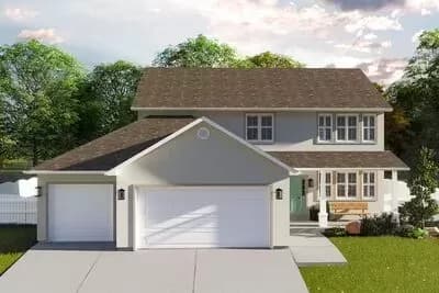 2641 Square Foot 2-Story House Plan with Home Office and Upstairs Laundry