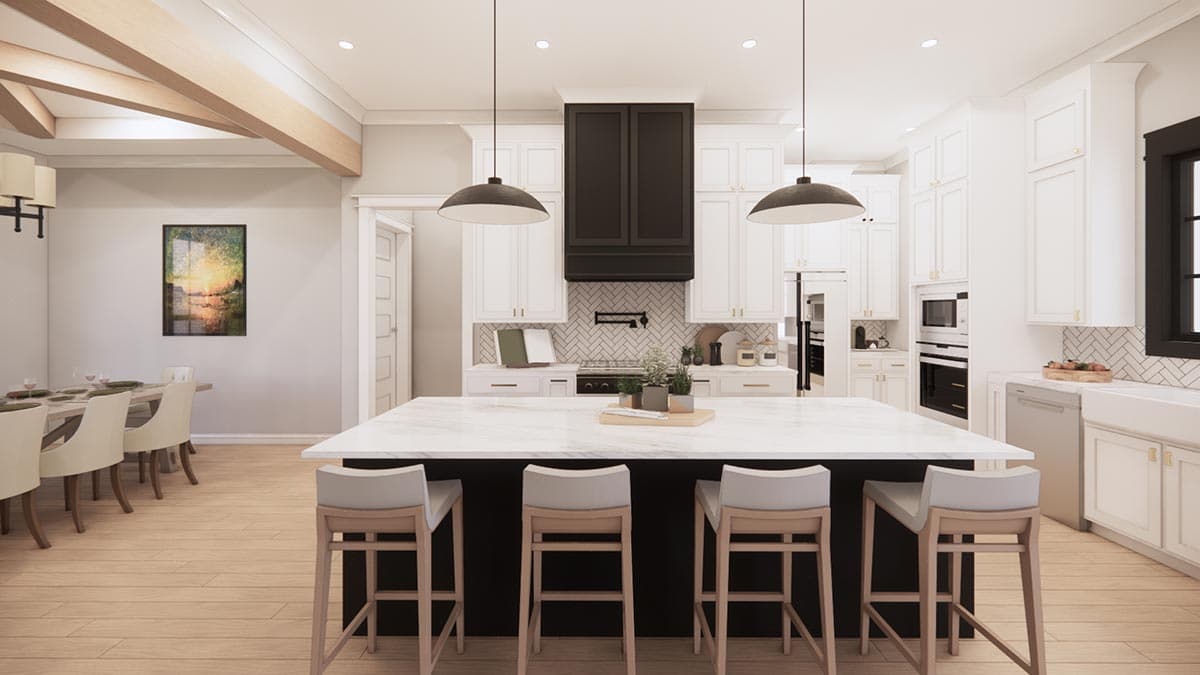 Plan 56541SM: Transitional Farmhouse Plan with Two-Story Great Room and Outdoor Fireplace - 2768 Sq Ft - Image #5 - Cottage, Country, Farmhouse, Modern Farmhouse, New American, Transitional