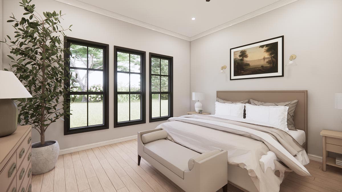 Plan 56541SM: Transitional Farmhouse Plan with Two-Story Great Room and Outdoor Fireplace - 2768 Sq Ft - Image #9 - Cottage, Country, Farmhouse, Modern Farmhouse, New American, Transitional