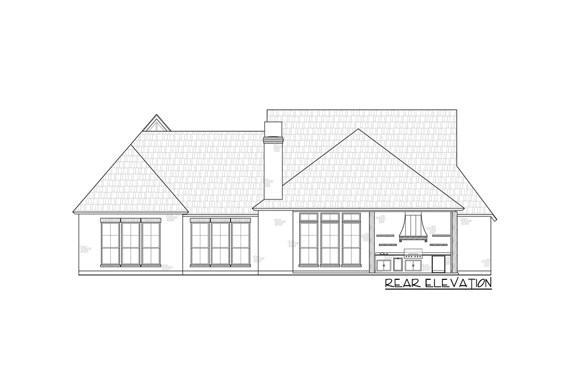 Plan 56541SM: Transitional Farmhouse Plan with Two-Story Great Room and Outdoor Fireplace - 2768 Sq Ft - Image #13 - Cottage, Country, Farmhouse, Modern Farmhouse, New American, Transitional