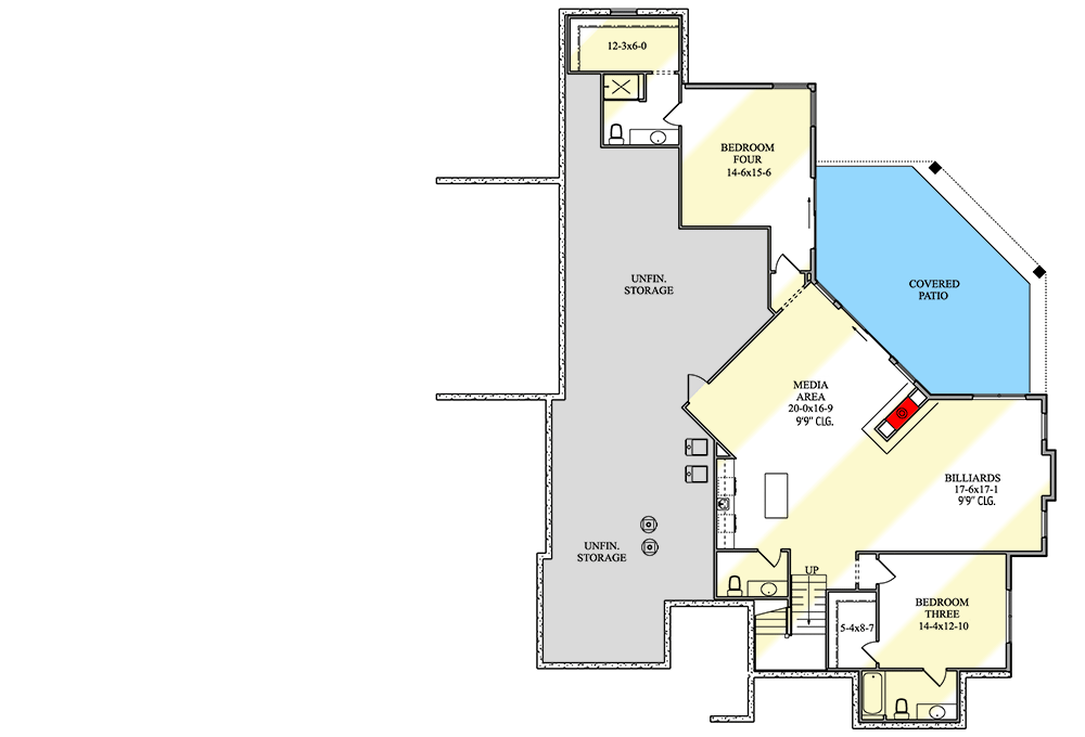 Plan 95222RW: Mid-Century Modern House Plan Under 3000 Square Feet with 4-Car Garage - Floor Plan - Optional Lower Level - Mid Century Modern, Modern