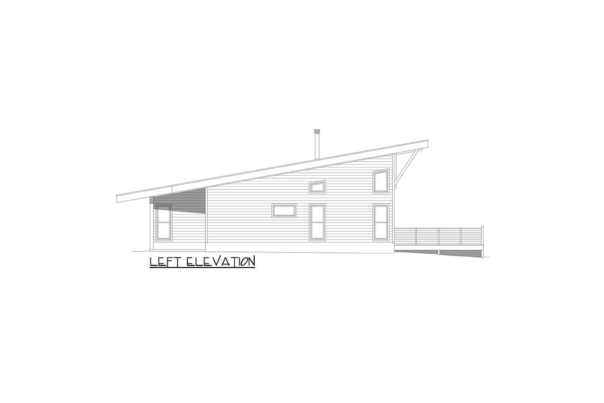 Plan 680192VR: Contemporary Lakehouse Plan with 16-Foot Sloped Ceiling and 4-Sided Fireplace - Image #36 - Contemporary, Mid Century Modern, Modern, Mountain, Northwest