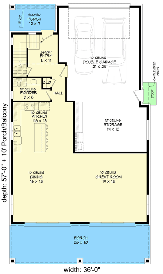 Plan 680193VR: Modern 2-Story Lake House Plan Under 2900 Square Feet with Two Master Suites - Floor Plan - Main Level - Contemporary, Mid Century Modern, Modern, Mountain, Rustic, Vacation
