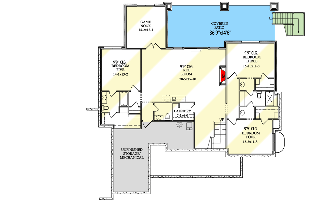 Plan 95225RW: 2601 Square Foot New American House Plan with 3-Car Garage Designed for Rear View Lots - Floor Plan - Optional Lower Level - Country, Craftsman, Mountain, New American, Ranch