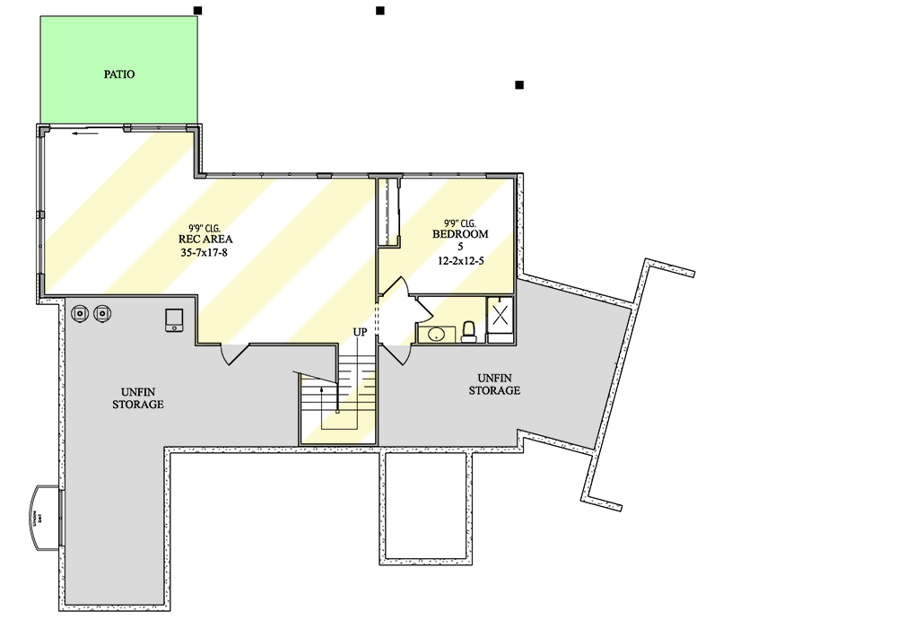 Plan 95226RW: 4 Bed Modern House Plan with Home Office and Secret Ladder in Bed 2 - Floor Plan - Optional Finished Lower Level - Contemporary, Mid Century Modern, Modern