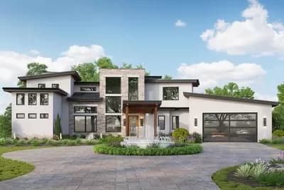 4 Bed Modern House Plan with Home Office and Secret Ladder in Bed 2