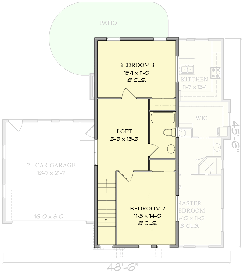 Plan 95227RW: Modern House Plan Under 1900 Square Feet with 3 Beds for a Narrow Lot - Floor Plan - 2nd Floor - Contemporary, Modern, Prairie