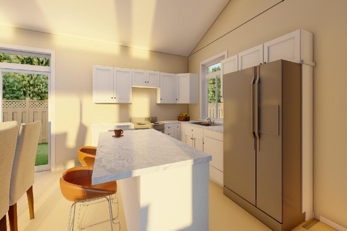 Plan 67769MG: Split Bedroom Modern House Plan Under 1200 Square Feet with Vaulted Ceiling - Image #5 - Contemporary, Mid Century Modern, Modern