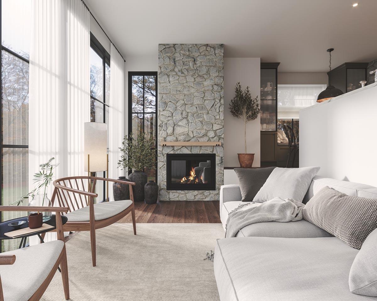 Plan 22656DR: Compact Contemporary Cottage with Upstairs Master Suite with Private Terrace and Bunk Room - Image #6 - Contemporary, Cottage, New American, Rustic, Vacation