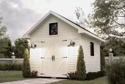 Farmhouse-Style Shed with Bar-Style Front Doors
