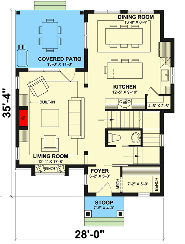 Plan 22669DR: Storybook 2500 Sq Ft Cottage with Fourth Bedroom in Daylight Basement - Floor Plan - Main Level - Cottage, European