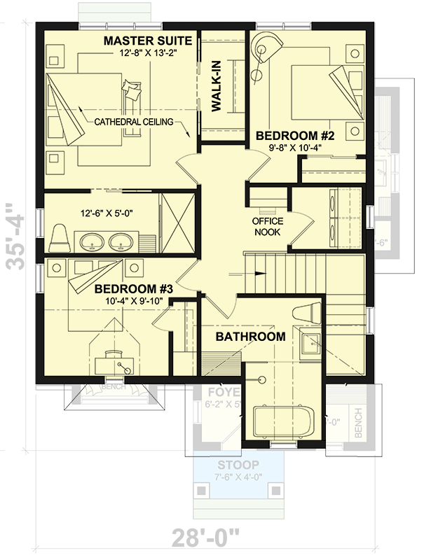 Plan 22669DR: Storybook 2500 Sq Ft Cottage with Fourth Bedroom in Daylight Basement - Floor Plan - 2nd Floor - Cottage, European