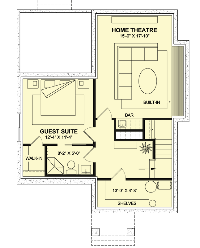 Plan 22669DR: Storybook 2500 Sq Ft Cottage with Fourth Bedroom in Daylight Basement - Floor Plan - Lower Level - Cottage, European