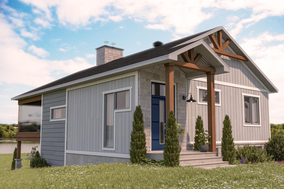 Plan 22673DR: 2 Bed Split Level Contemporary Cottage Under 2000 Sq Ft with Outdoor Space on Both Levels - Image #4 - Cabin, Contemporary, Cottage, Mountain, Vacation