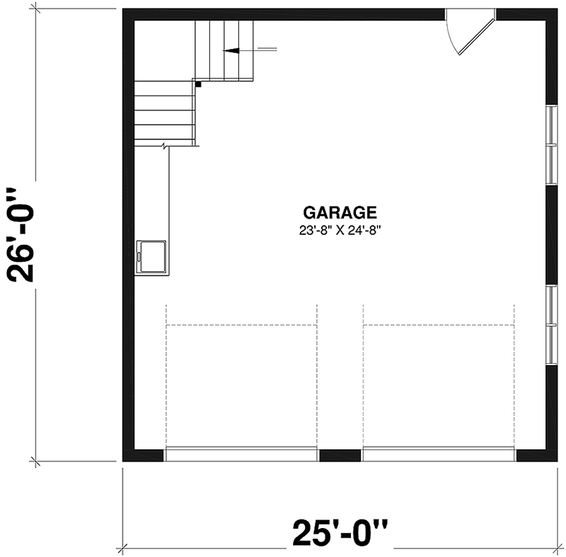 Plan 22675DR: 650 Square Foot Detached 2-Car Garage with Storage Above - Floor Plan - Main Level - Traditional