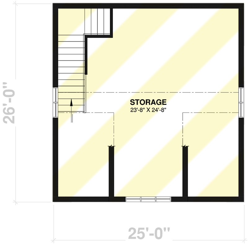 Plan 22675DR: 650 Square Foot Detached 2-Car Garage with Storage Above - Floor Plan - 2nd Floor - Traditional