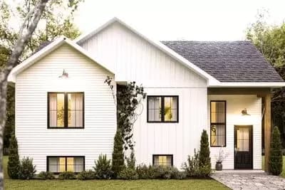 2050 Sq Ft Split-Level Ranch Plan with 4 Beds and Lower Level Den