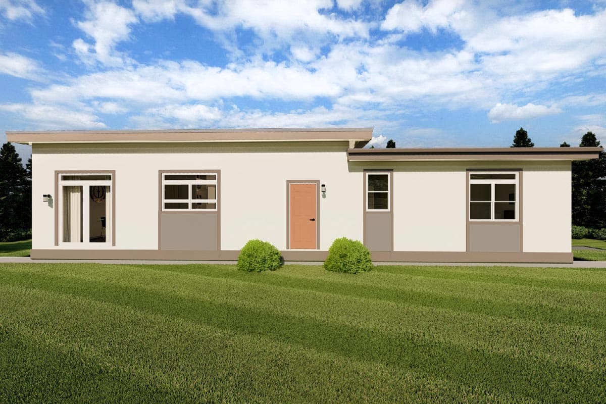 Plan 67770MG: Up-Sloping Two-Level Modern House Plan with Rec Room and Drive-Under 2-Car Garage - Image #4 - Contemporary, Mid Century Modern, Modern