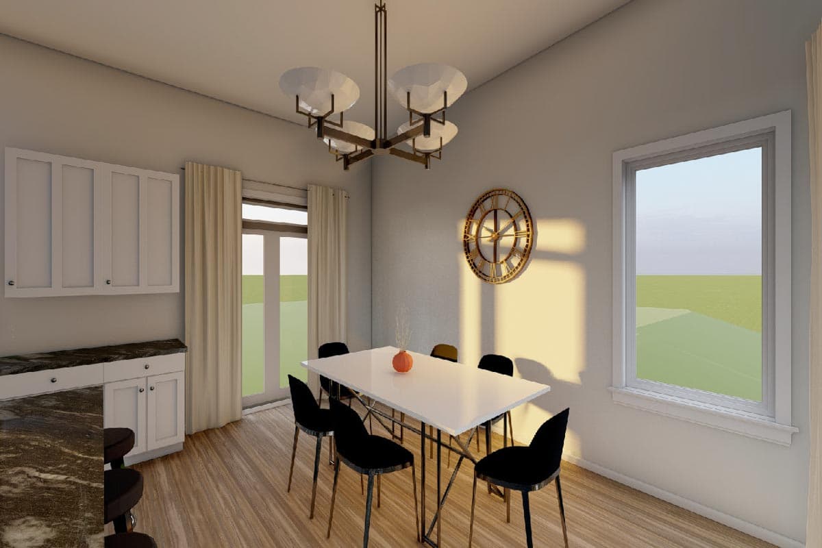 Plan 67770MG: Up-Sloping Two-Level Modern House Plan with Rec Room and Drive-Under 2-Car Garage - Image #9 - Contemporary, Mid Century Modern, Modern