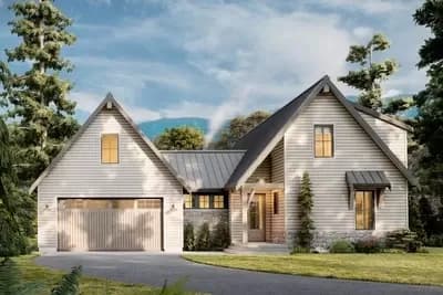 Rustic Mountain Craftsman with Vaulted Back Porch and Two-Story Great Room - 1662 Sq Ft