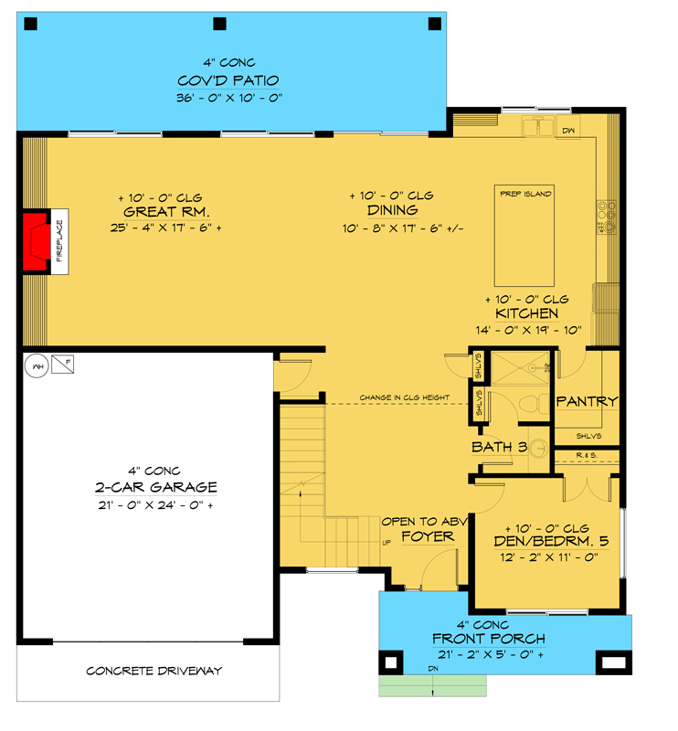 Plan 666227RAF: Contemporary 3400 Square Foot Home Plan with Loft Overlook - Floor Plan - Main Level - Contemporary, New American, Northwest, Shingle