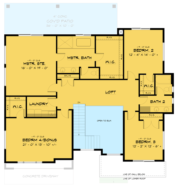 Plan 666227RAF: Contemporary 3400 Square Foot Home Plan with Loft Overlook - Floor Plan - 2nd Floor - Contemporary, New American, Northwest, Shingle