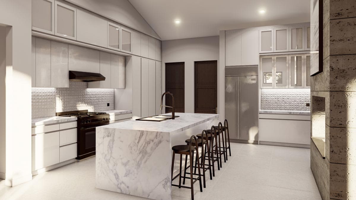 Plan 430092LY: Spanish-Style Contemporary Ranch 3300-Plus Sq. Ft. House Plan with Vaulted Open Concept Interior - Image #4 - Contemporary, Mediterranean, Ranch, Southwest, Spanish